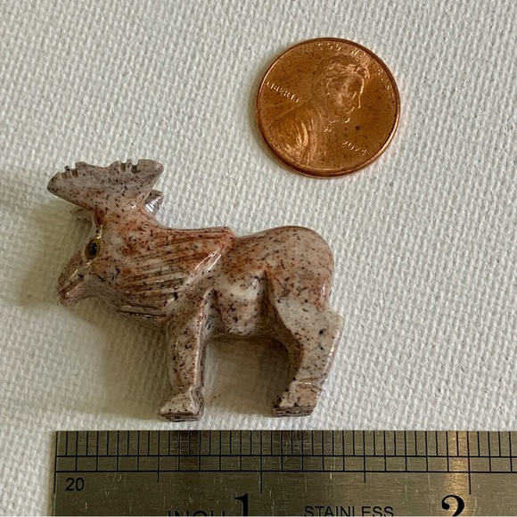 MOOSE Soapstone Figurine MINI Carved Stone Healing Crystal Animal Carving 1.5" - Picture 10 of 10